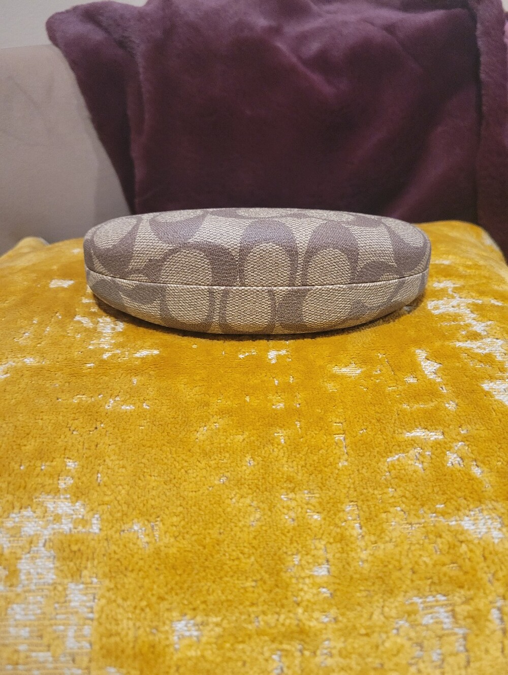 Coach Signature Print Eyeglass Case in Beige and Brown